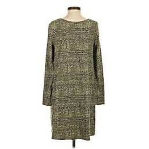 PACT Revive Organic Cotton Long Sleeve Swing Dress Black Camoflauge Print Size S